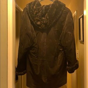 Reversible brown suede coat